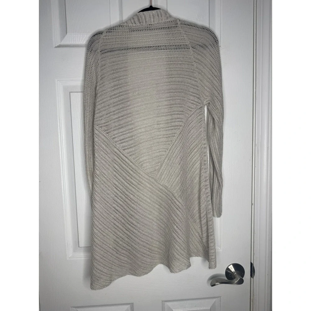 Eileen Fisher Open‎ Front 100% Linen Oatmeal Cardigan Size Small Lagenlook